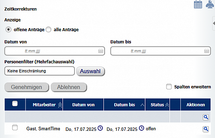 Anzeige der offenen Antrge